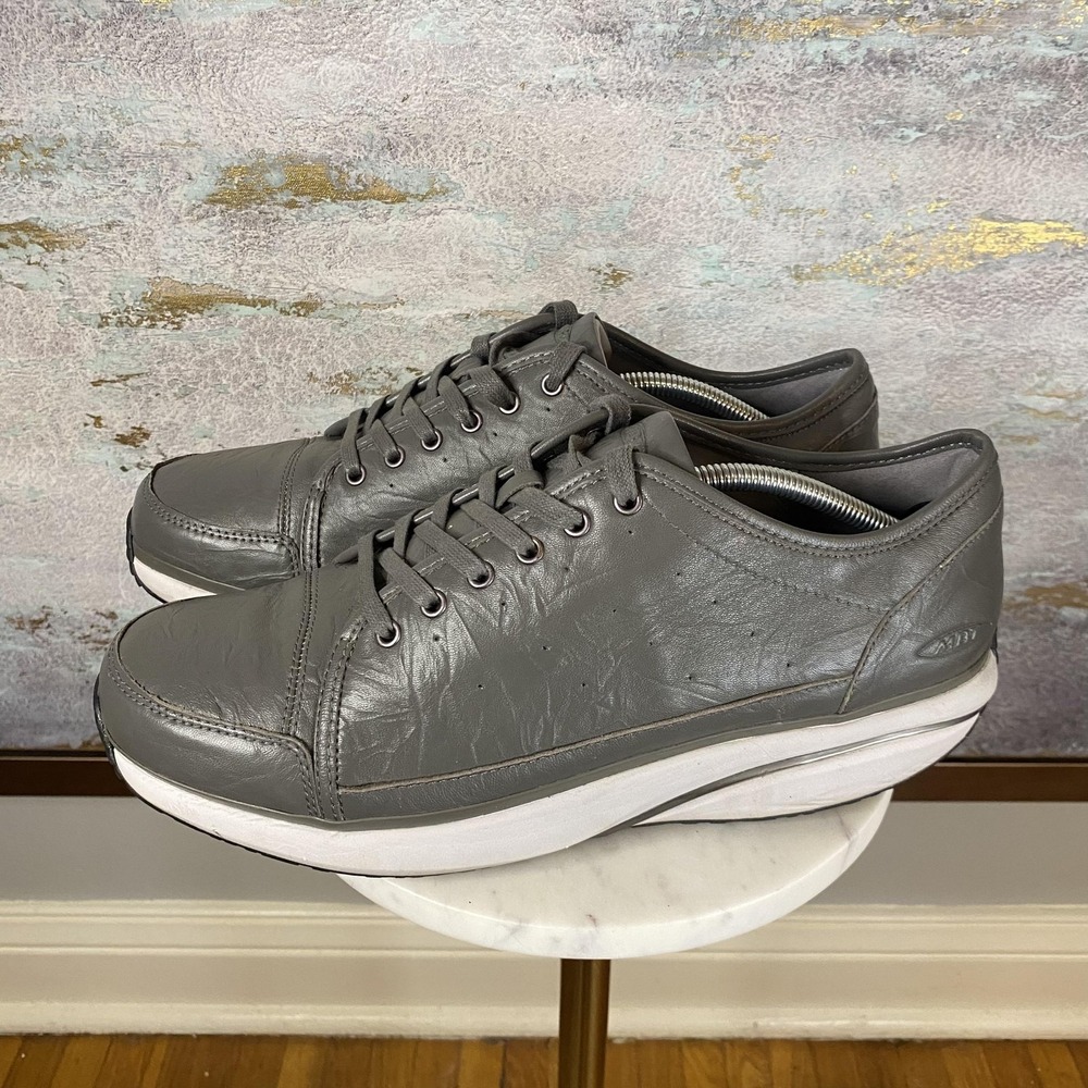 MBT Shoes Mens Size 11.5 Gray Leather Rocker Sole Walking Sneakers 700831-1229